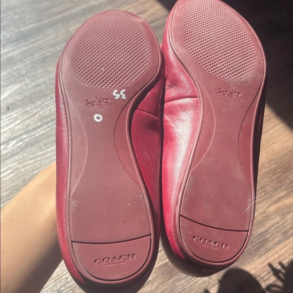 Coach Lara Flats | Red Leather | Size 8 - Picture 3 of 7